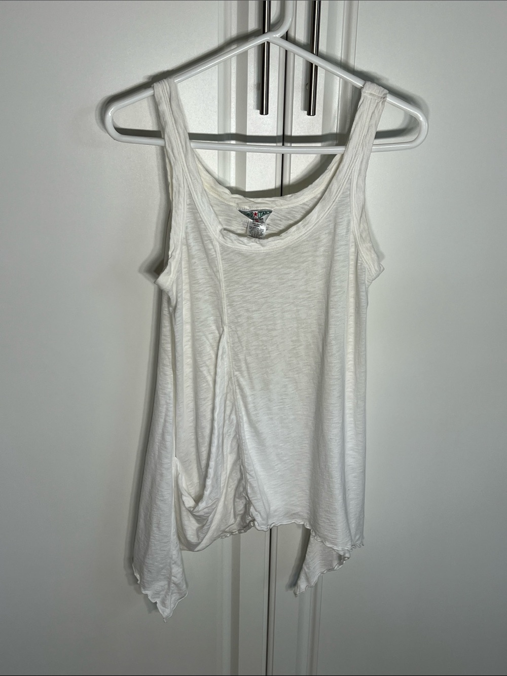 Hard Tail White Asymmetric Draped Tank